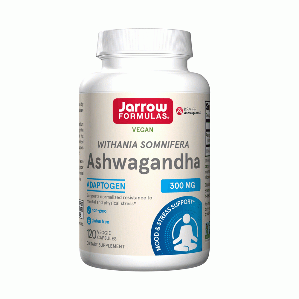 Jarrow Formulas Vegan Ashwagandha Stress & Adaptogen Support 300mg 120 Veggie Capsules