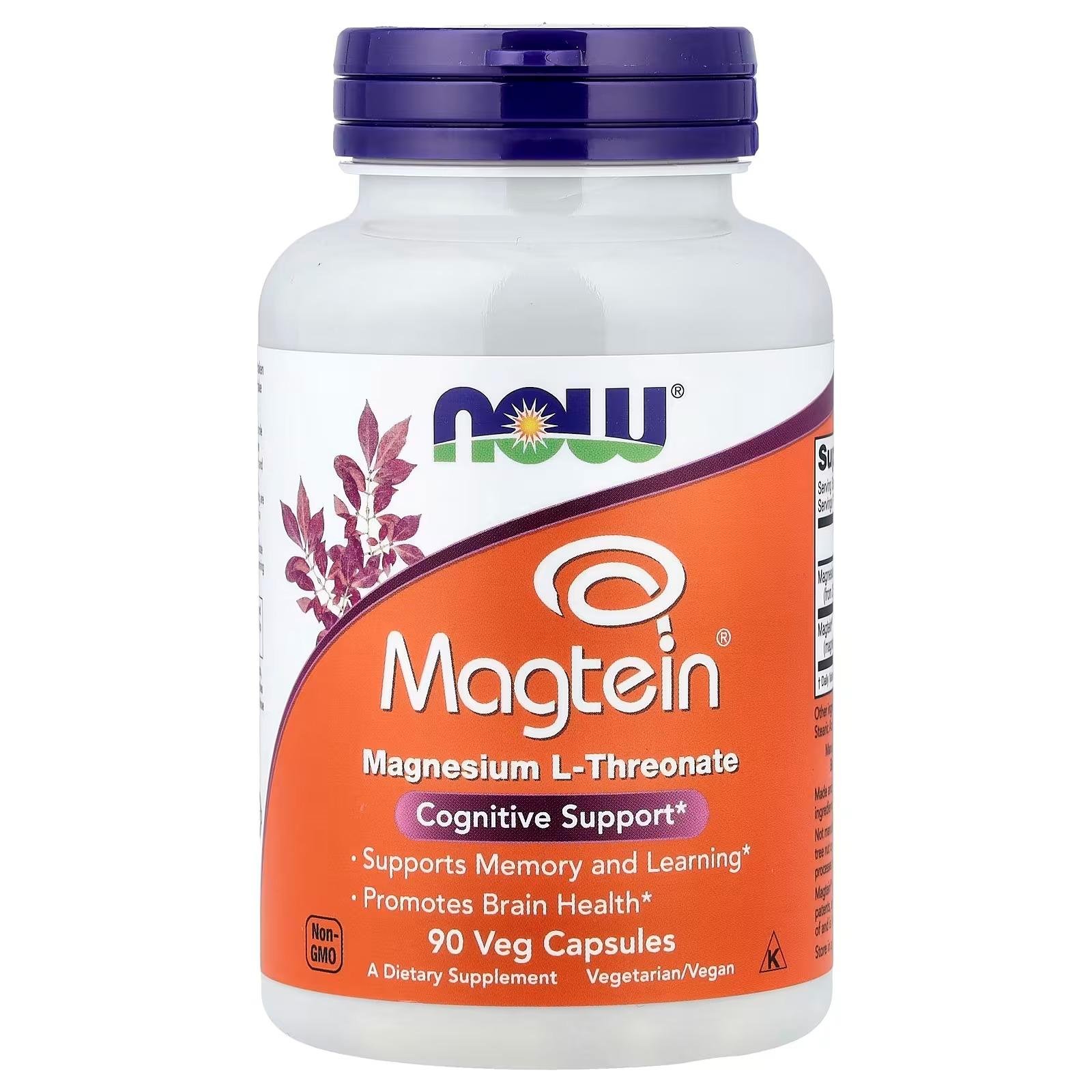 NOW Foods Magtein Magnesium L-Threonate Cognitive Supports 90 Veg Capsules