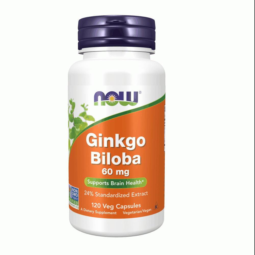 Ginkgo Biloba 60mg | Brain Health Support | 24% Standardized Extract 120 Vegan Capsules