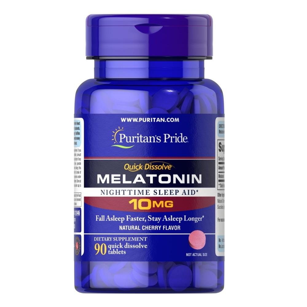 Puritan's Pride Quick Dissolve Melatonin 10mg – Nighttime Sleep Aid