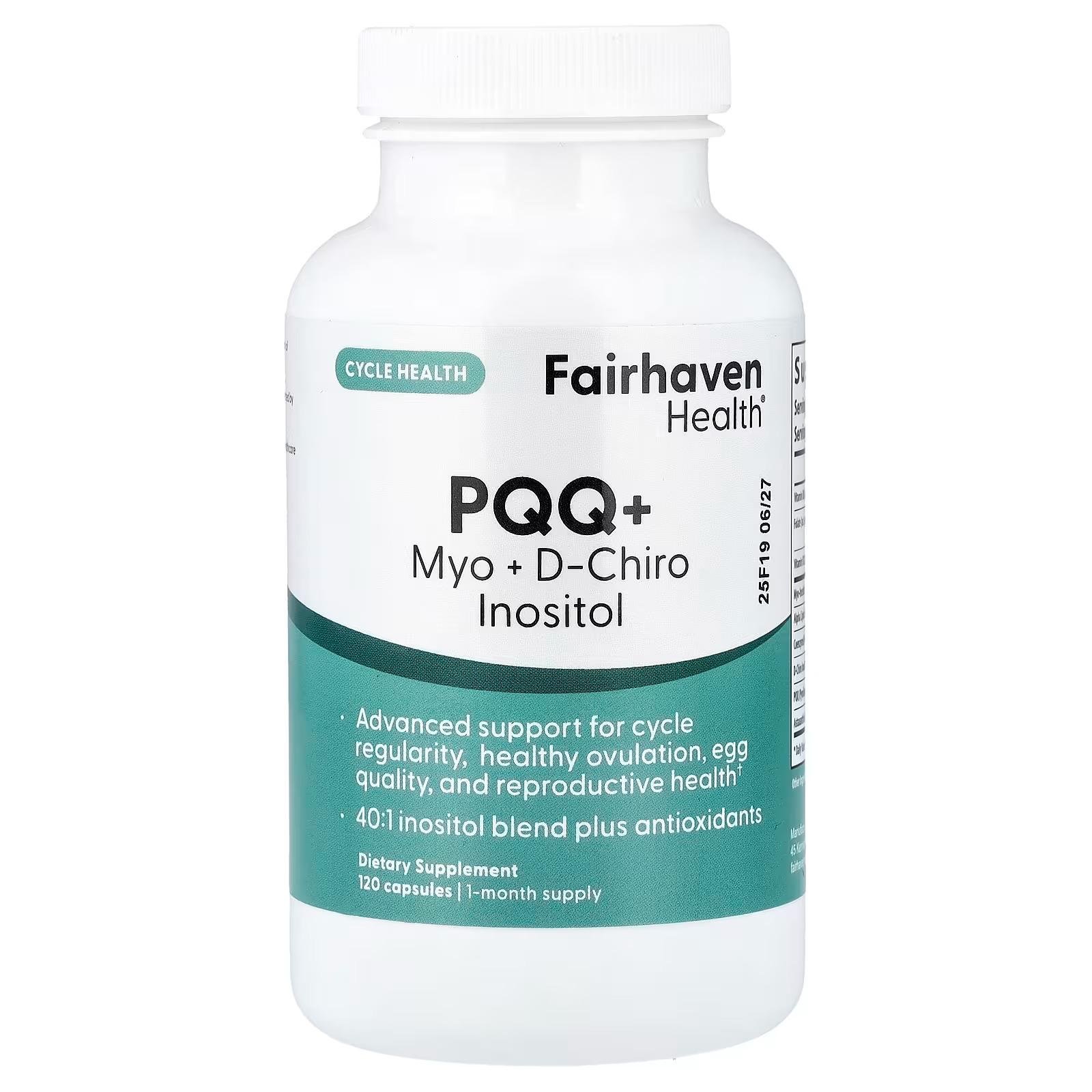 Fairhaven Health PQQ Inositol Supplement – Myo + D-Chiro 120 Capsules