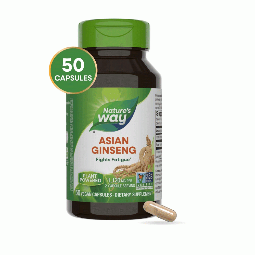 Nature’s Way Asian Ginseng | Energy & Stamina Support | 1120mg | 50 Vegan Capsules