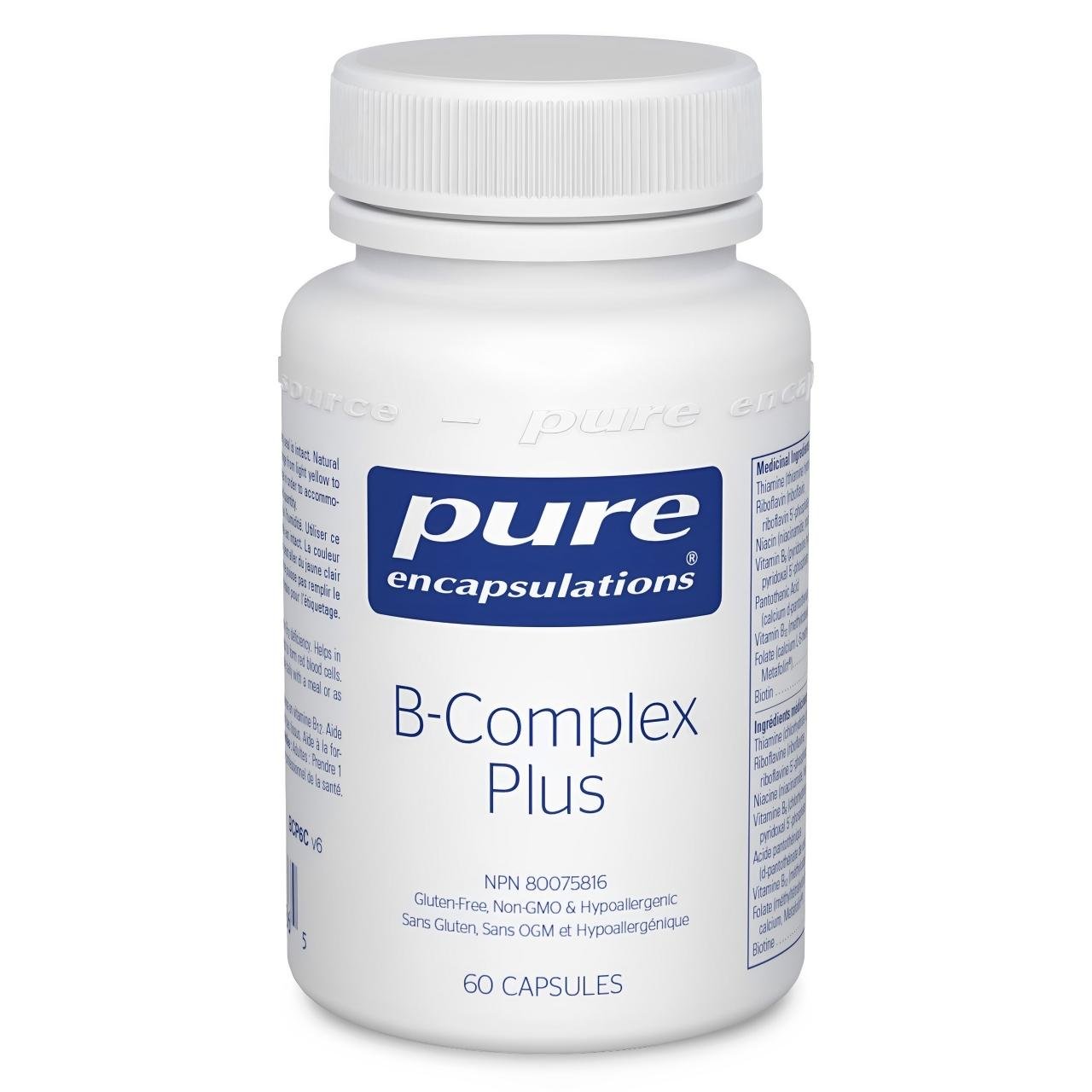 Pure Encapsulations B-Complex Plus – Gluten-Free, Non-GMO & Hypoallergenic | 60 Capsules