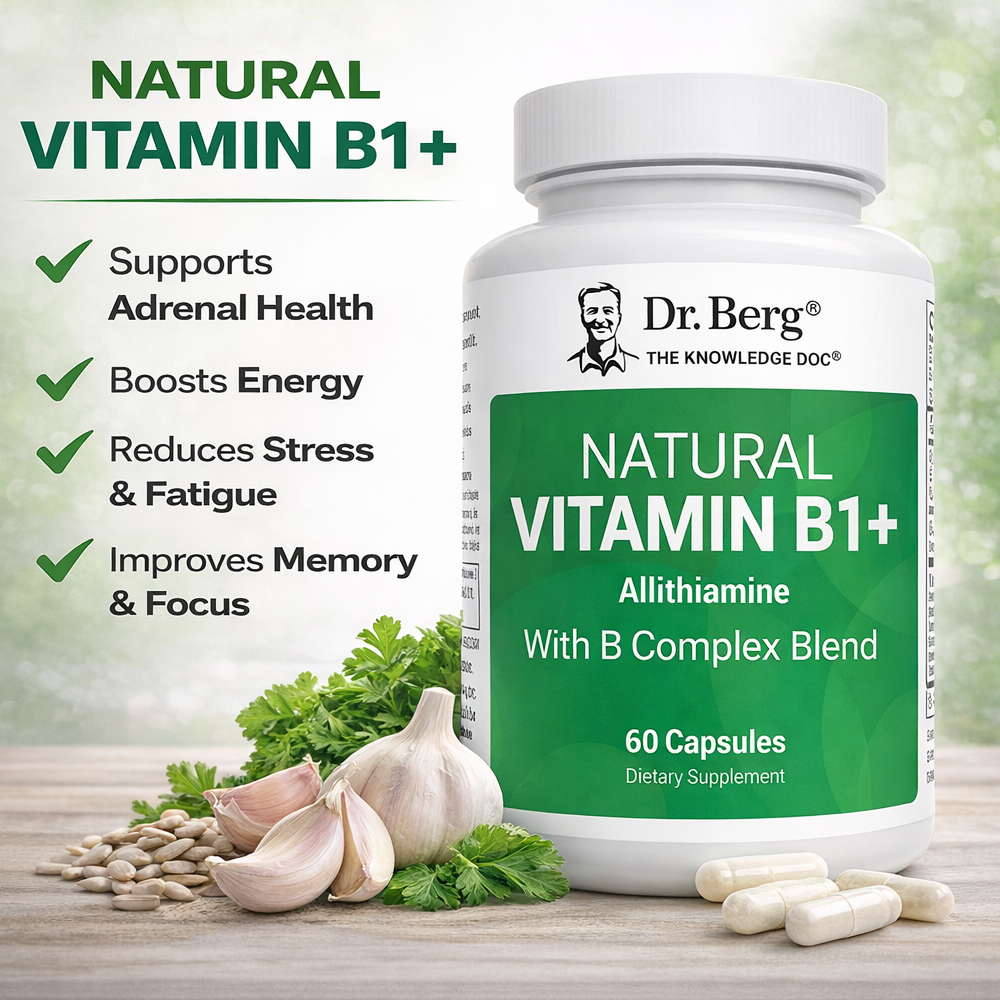 Dr Berg Natural Vitamin B1+ Allithiamine with B-Complex | Health Supplement – 60 Capsules