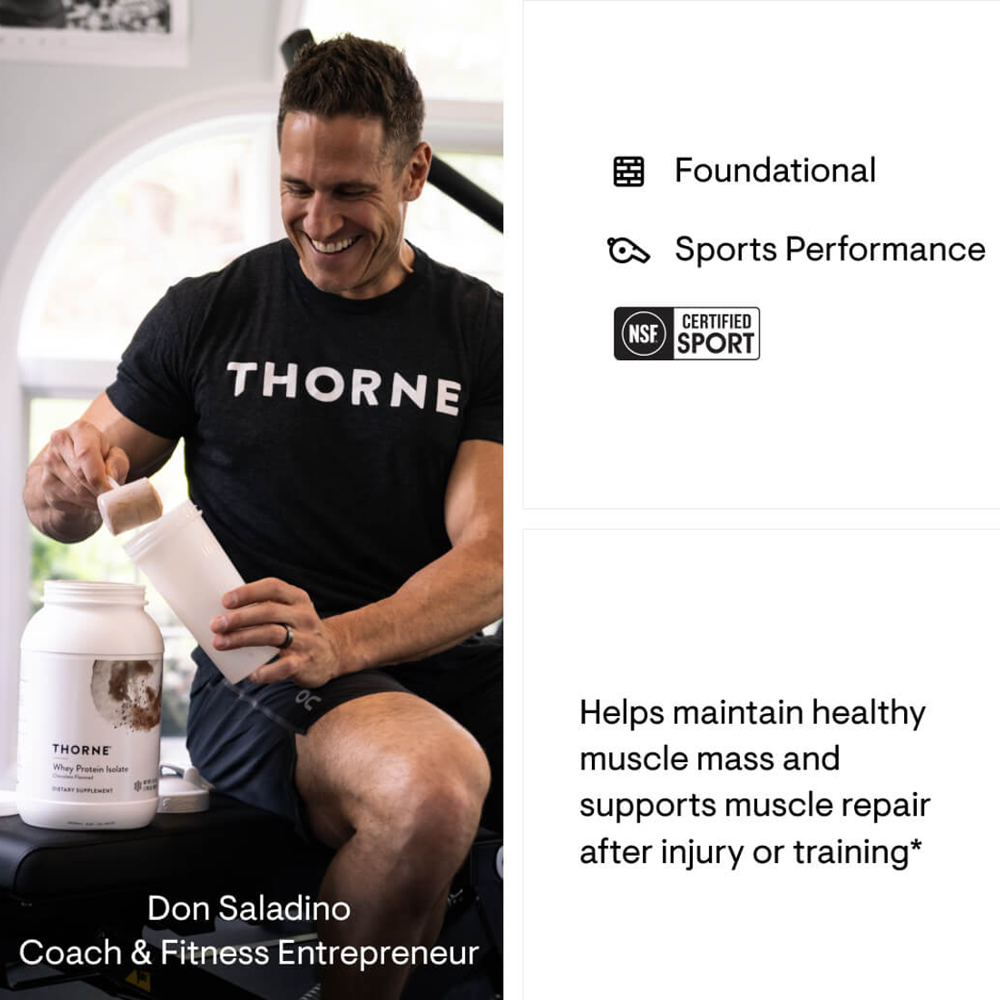 Thorne Whey Protein Isolate - Chocolate 30 Scoops