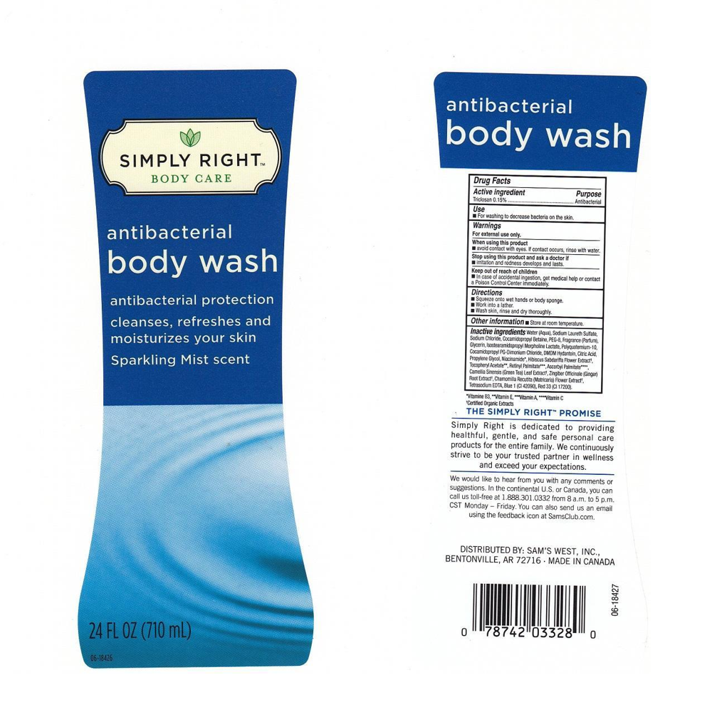 Simply Right Antibacterial Body Wash Sparkling Mist 710ml for Refreshing