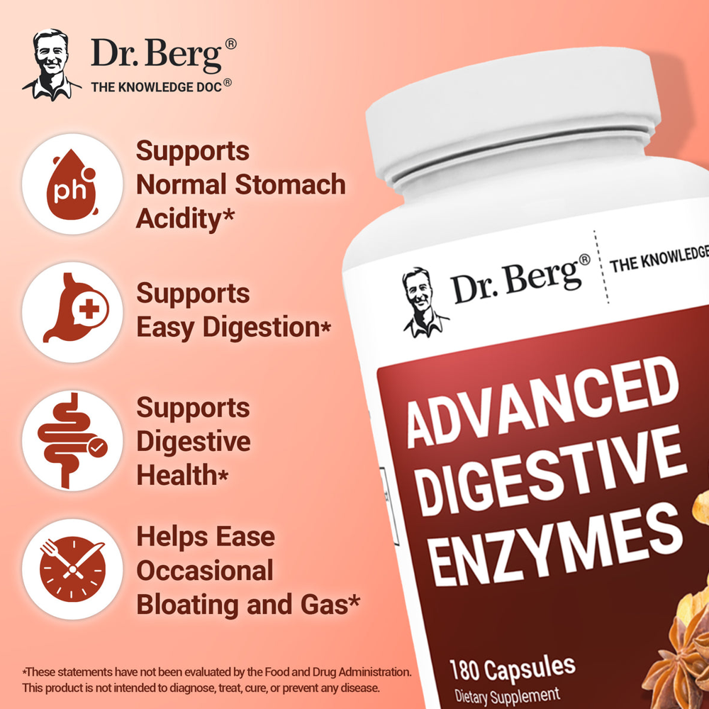 Dr Berg Advanced Digestive Enzymes with Apple Cider Vinegar – 180 Capsules