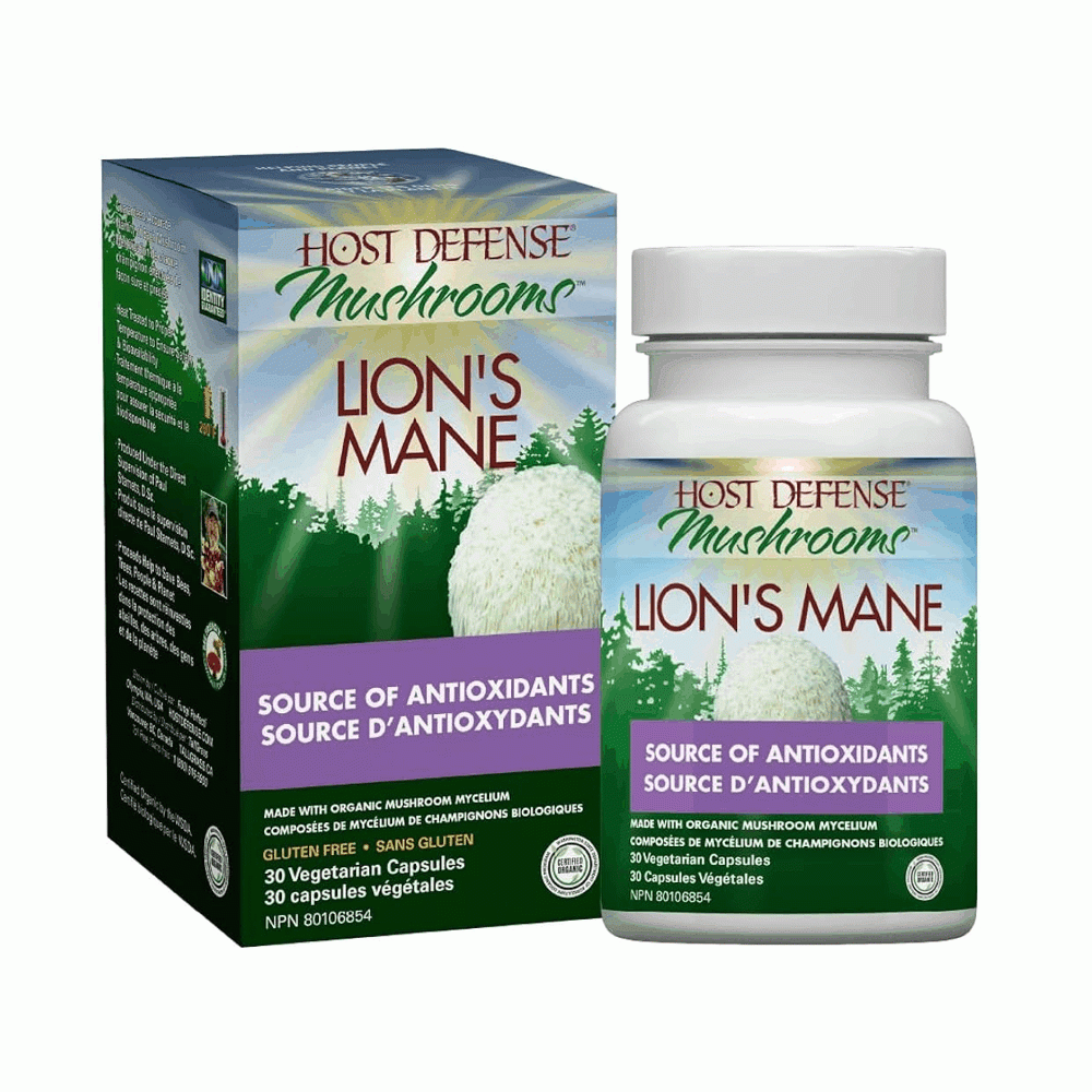 Host Defense Lion’s Mane Organic Mushroom Mycelium Antioxidant & Brain Support 30 Vegetarian Capsules