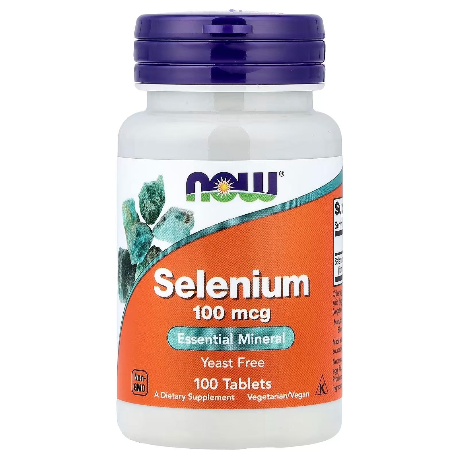 NOW Foods Selenium Essential Mineral Yeast-Free 100 mcg 100 Tablets