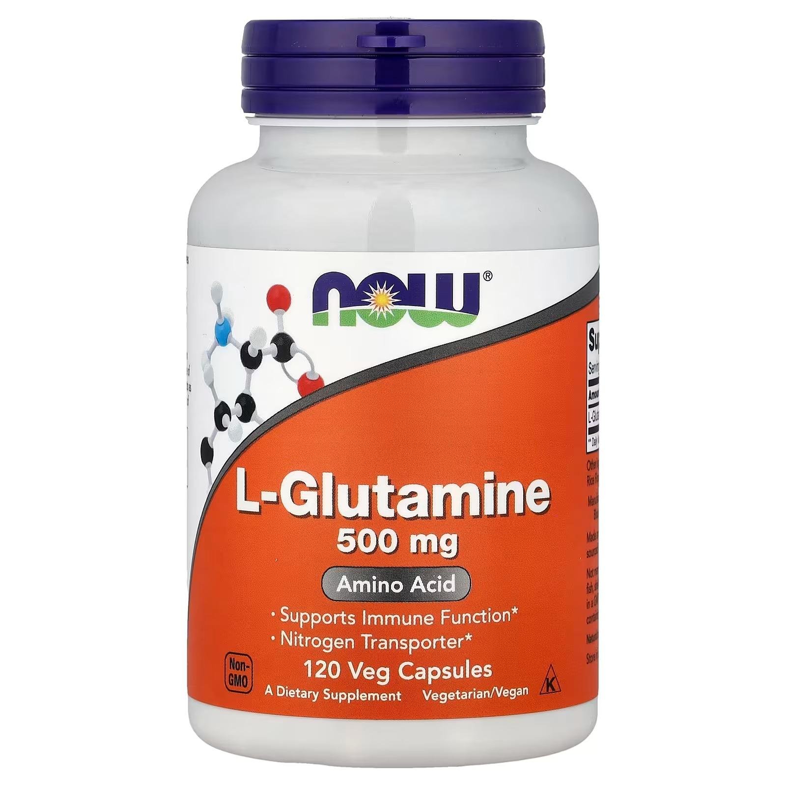 NOW Foods L-Glutamine 500mg Amino Acid Supports Immune Function 120 Veg Capsules