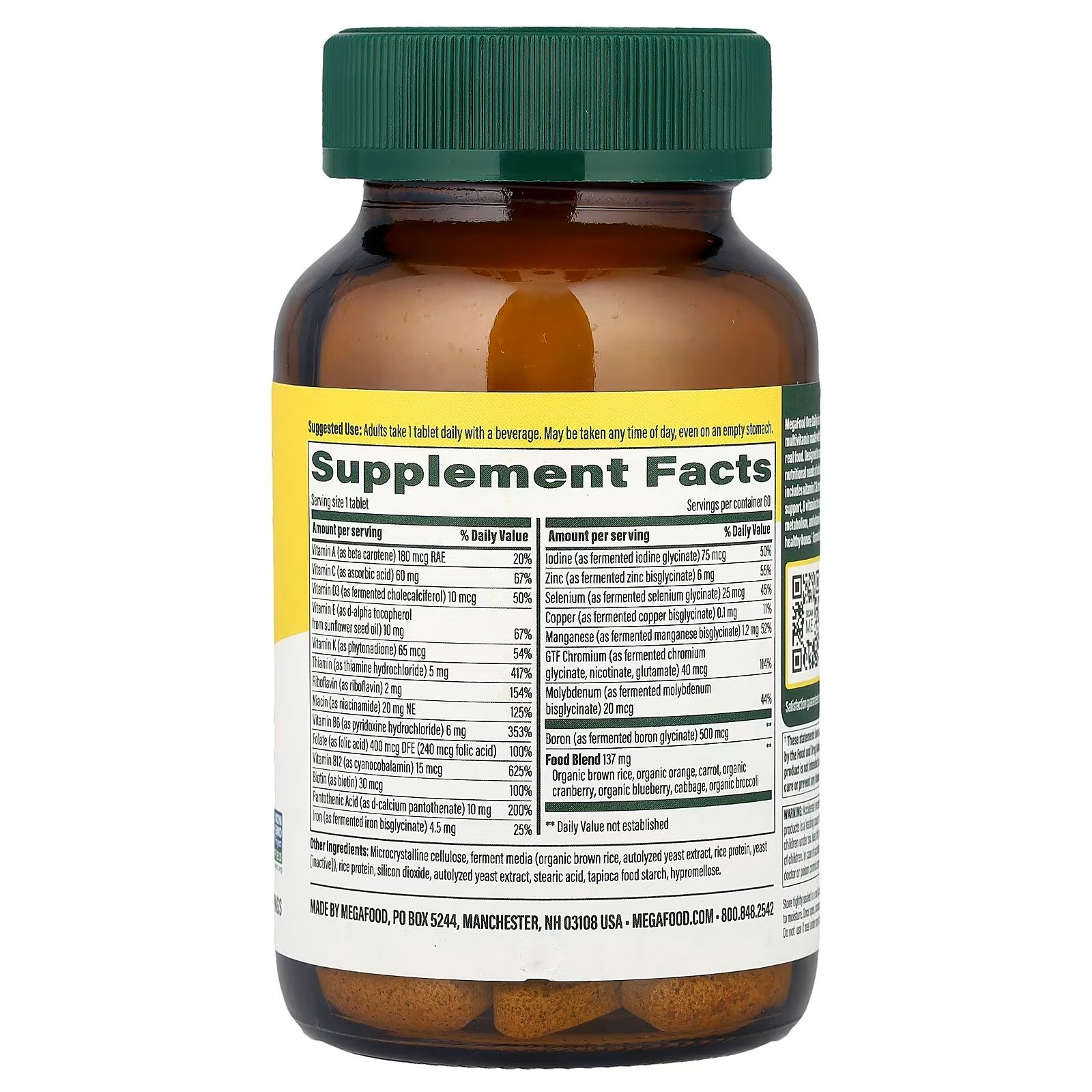 MegaFood One Daily Multivitamin 60 Tablets For Adults thumbnail 2