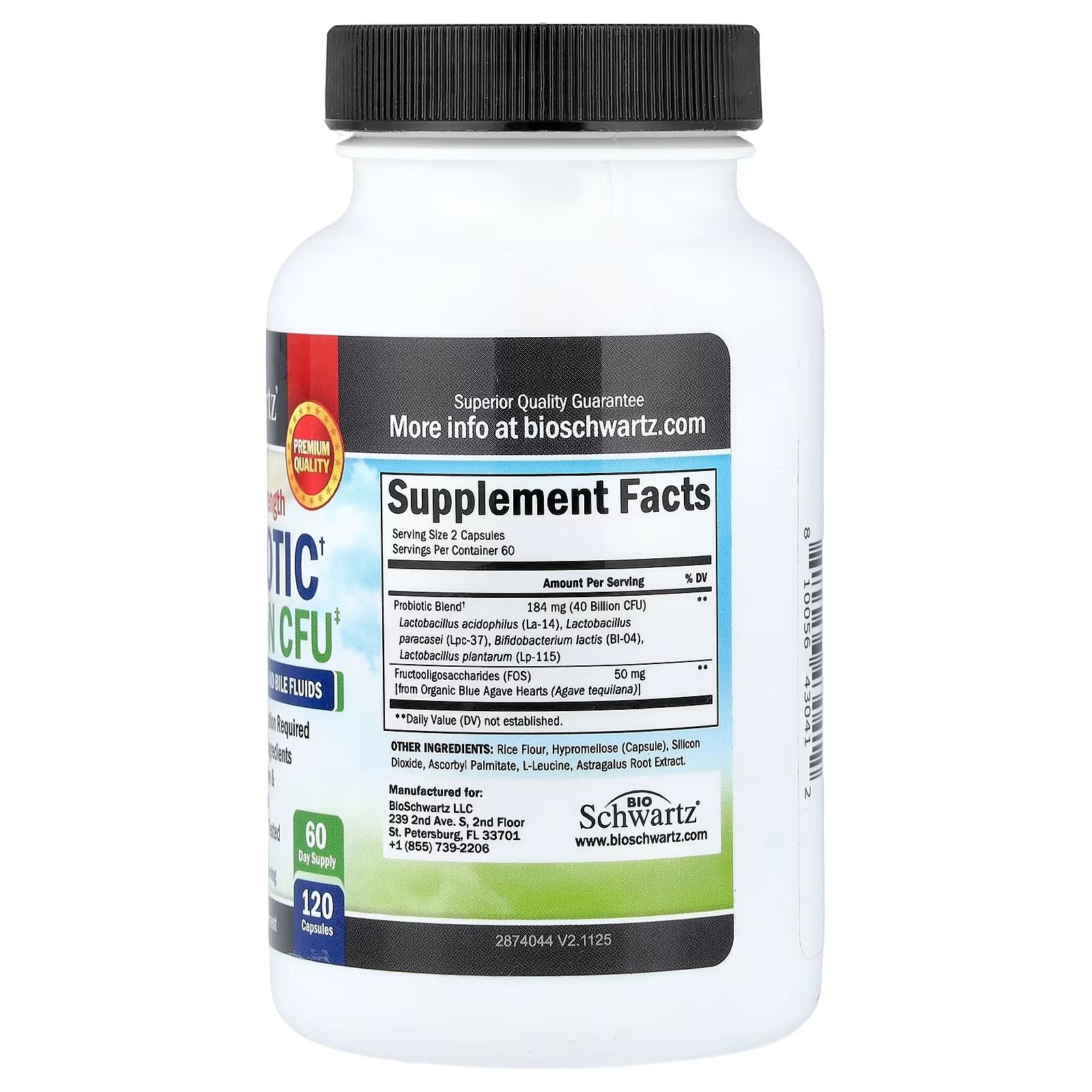 BioSchwartz Advanced Strength Probiotic 40 Billion 120 Capsules thumbnail 3