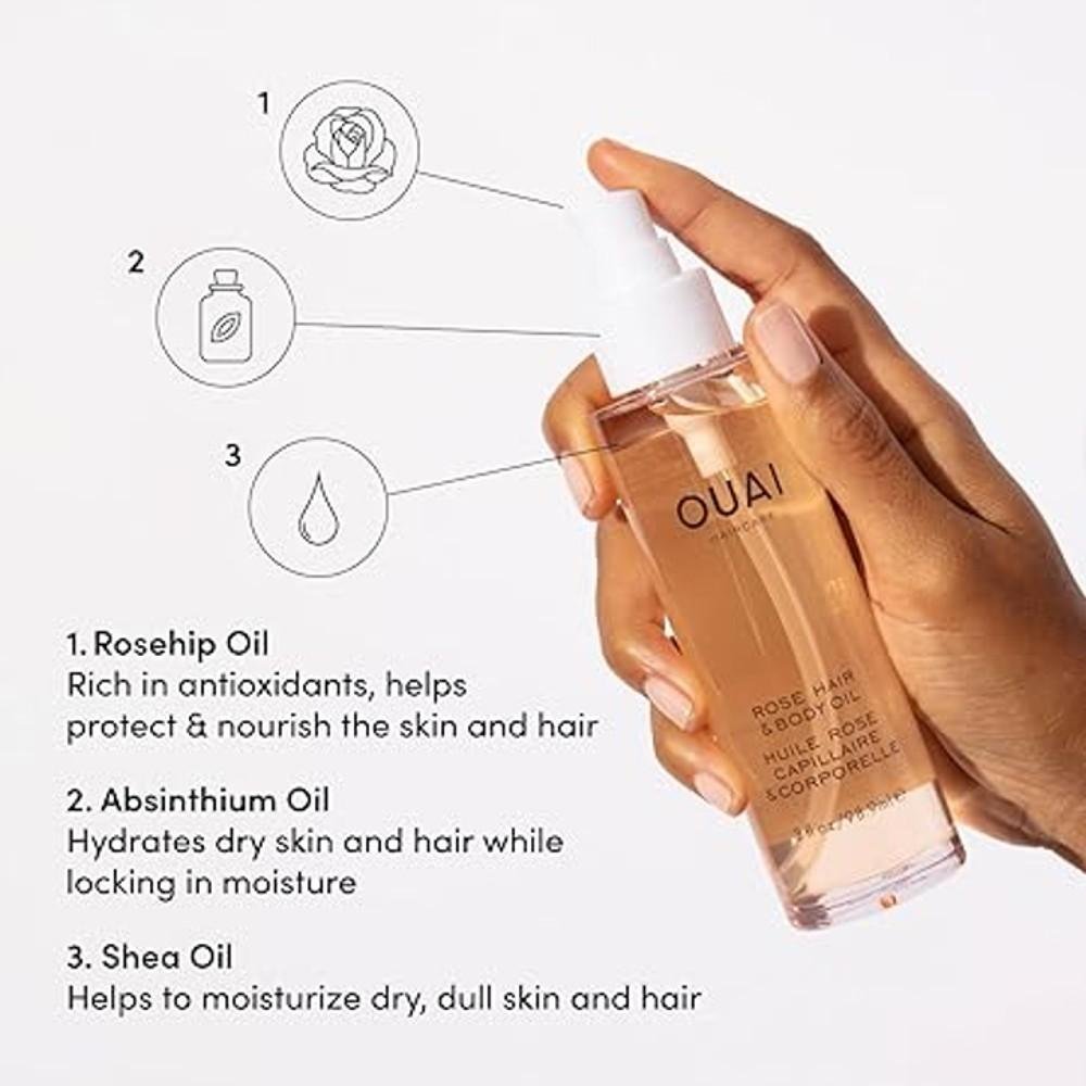 OUAI Rose Hair & Body Oil - Huile Rose Capillaire & Corporelle thumbnail 3