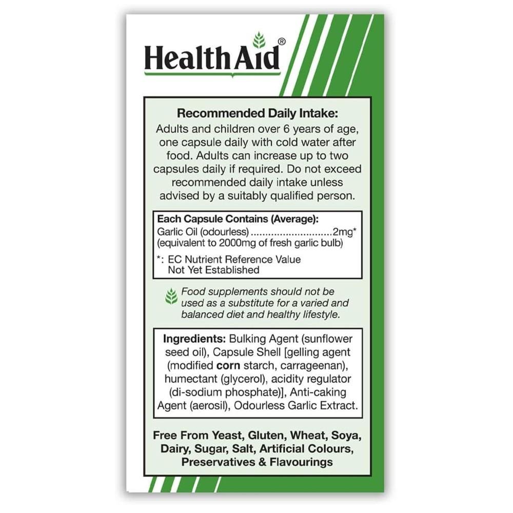 HealthAid Vegan Garlic Oil Odourless 2mg thumbnail 2