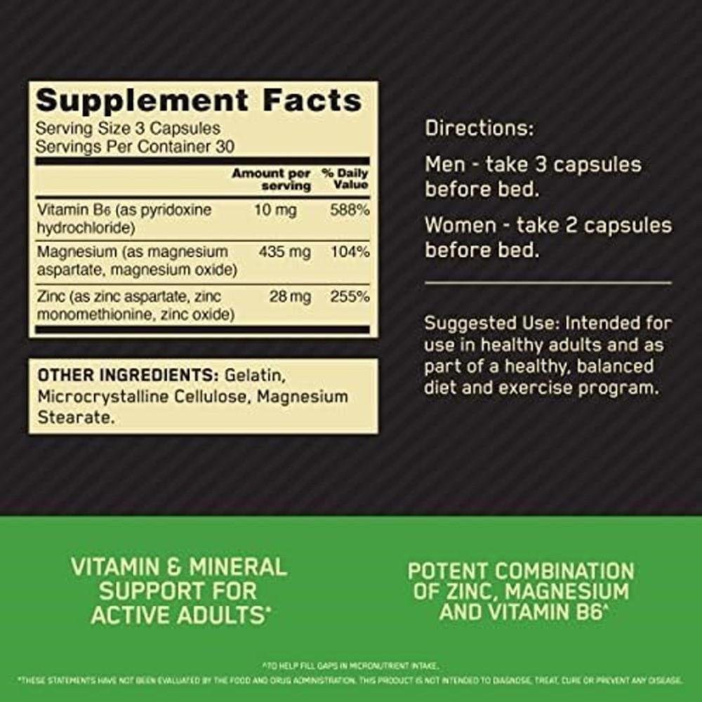 Optimum Nutrition Zinc Magnesium Aspartate Capsules thumbnail 2