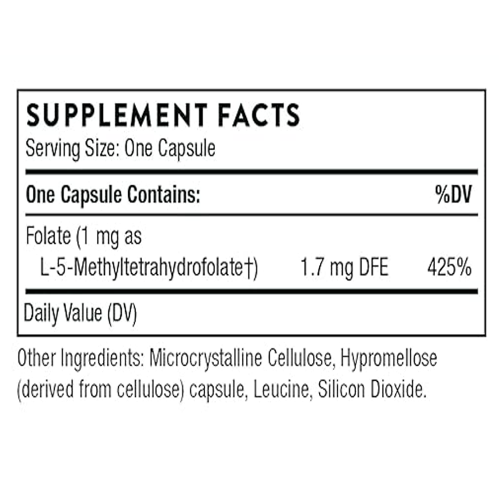 Thorne 5-Mthf 1mg Methylfolate - 60 Capsules thumbnail 4