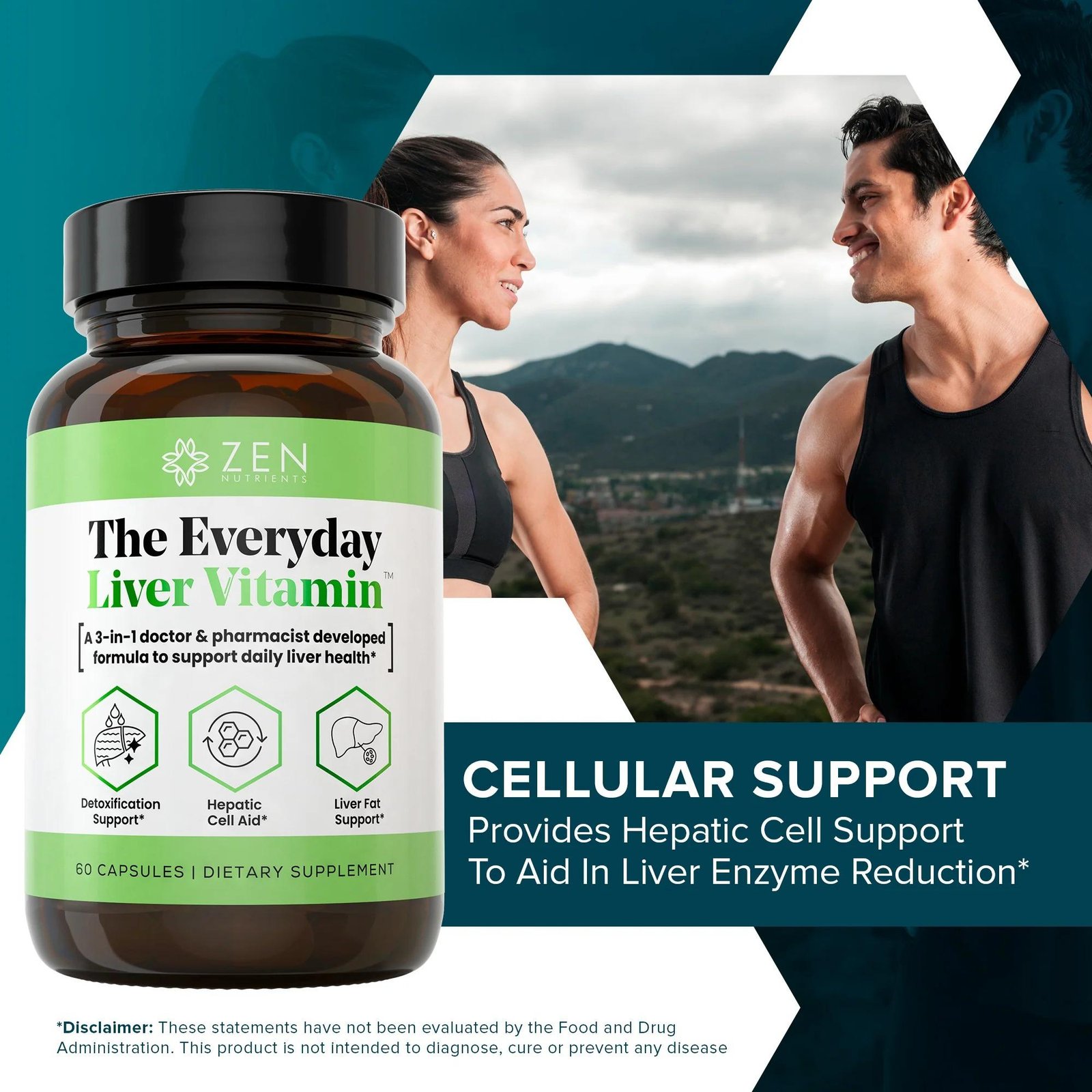 Zen Nutrients The Everyday Liver Vitamin - Liver Cleanse Detox 60 Capsules thumbnail 4