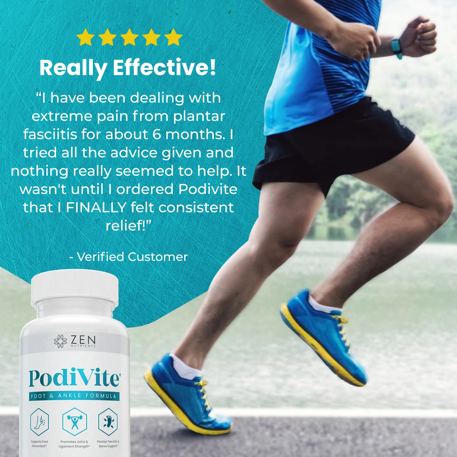Zen Nutrients PodiVite Plantar Fasciitis Relief & Nerve Function 60 Capsules thumbnail 4