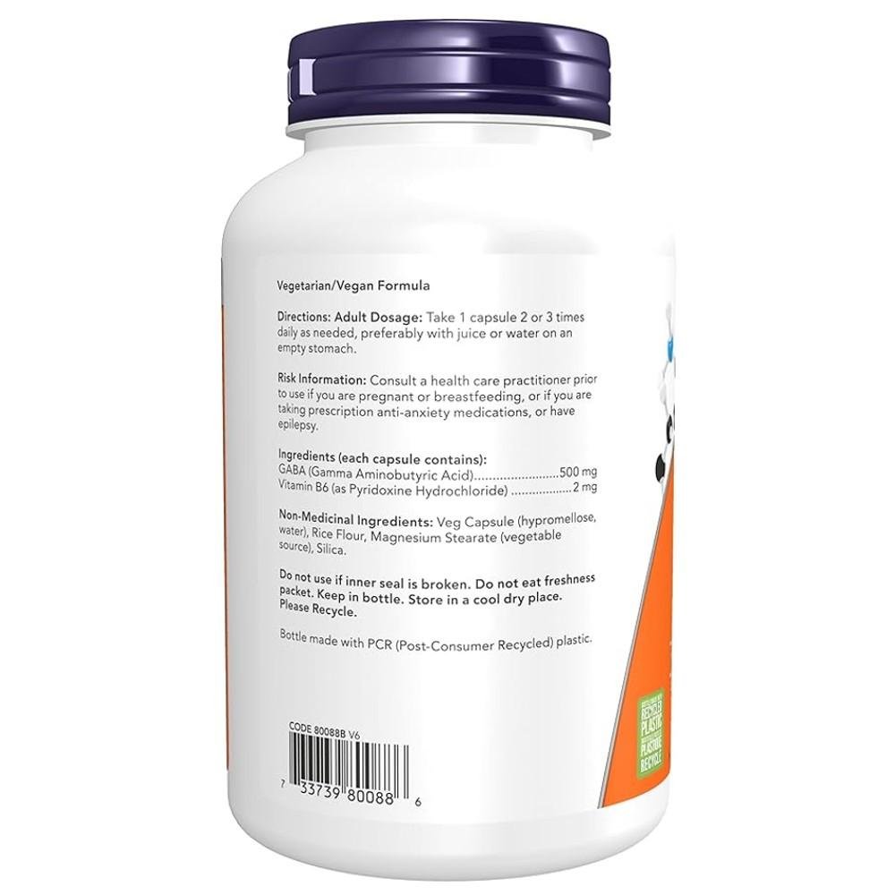 NOW GABA 500 Mg - Vitamin B-6 Avec Vitamine B-6 thumbnail 3