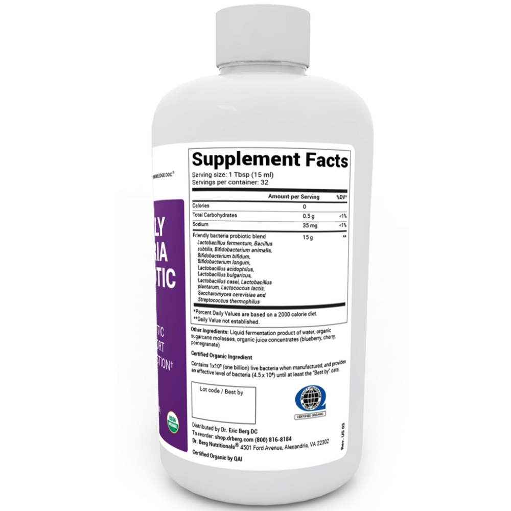 Dr Berg Organic Friendly Bacteria Probiotic Liquid with 12 Probiotic Strains 500ml thumbnail 3