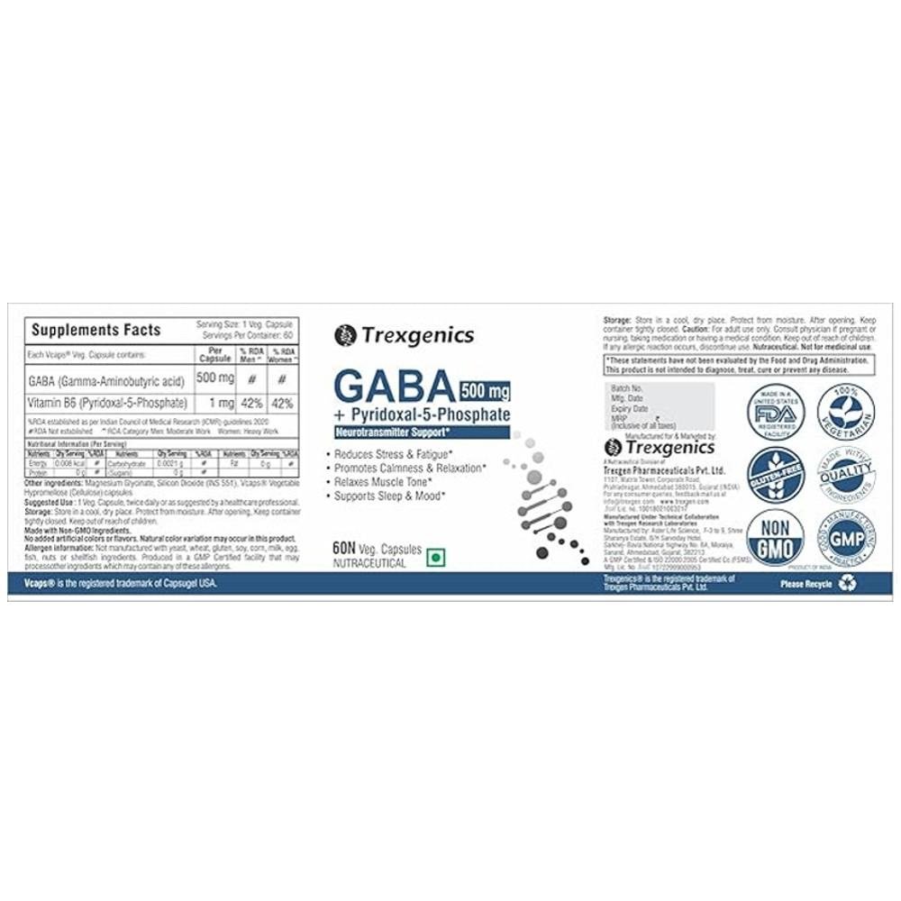 Trexgenics GABA 500mg + Pyridoxal-5-Phosphate thumbnail 2