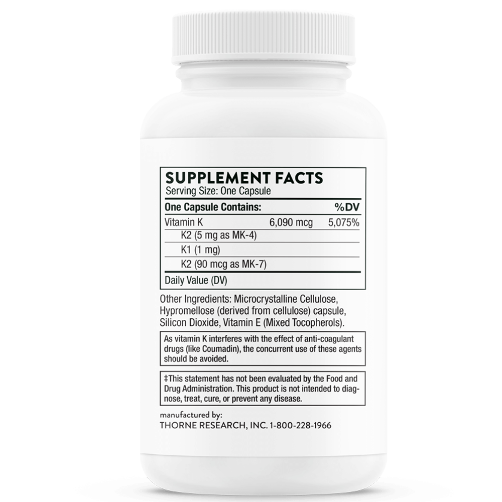 Thorne Vitamin K Supports Cardiovascular Health - 60 Capsules thumbnail 2