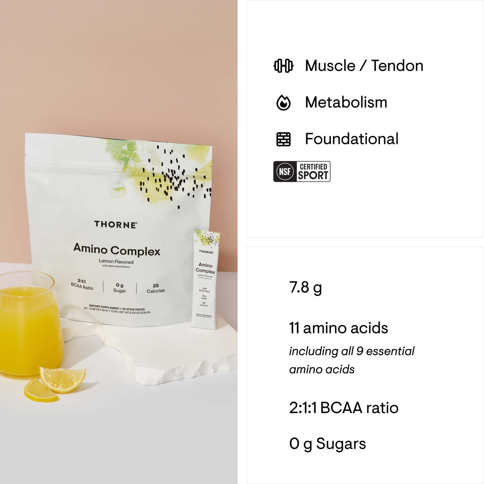 Thorne Amino Complex - Travel Packs - Lemon - 30 Packets thumbnail 5