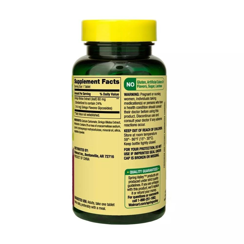 Spring Valley Ginkgo Biloba Extract 60 Mg - Capsules for General Wellness thumbnail 2
