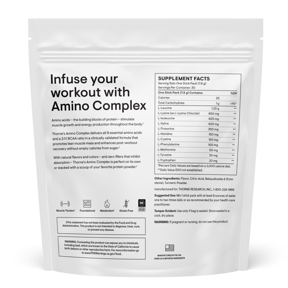 Thorne Amino Complex - Travel Packs - Lemon - 30 Packets thumbnail 2