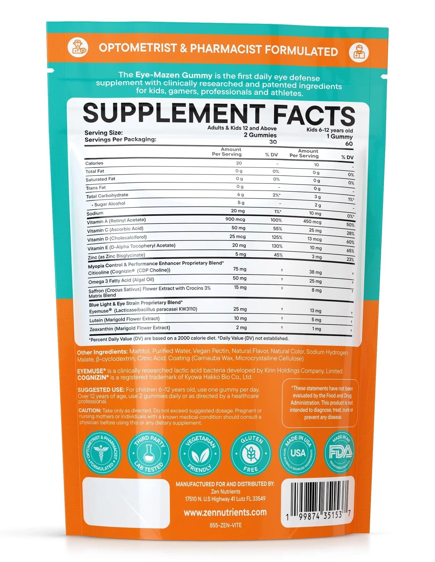 Zenutrients The Eye-Mazen Gummy Eye Vitamins for Vision and Eye Health 60 Gummies thumbnail 3