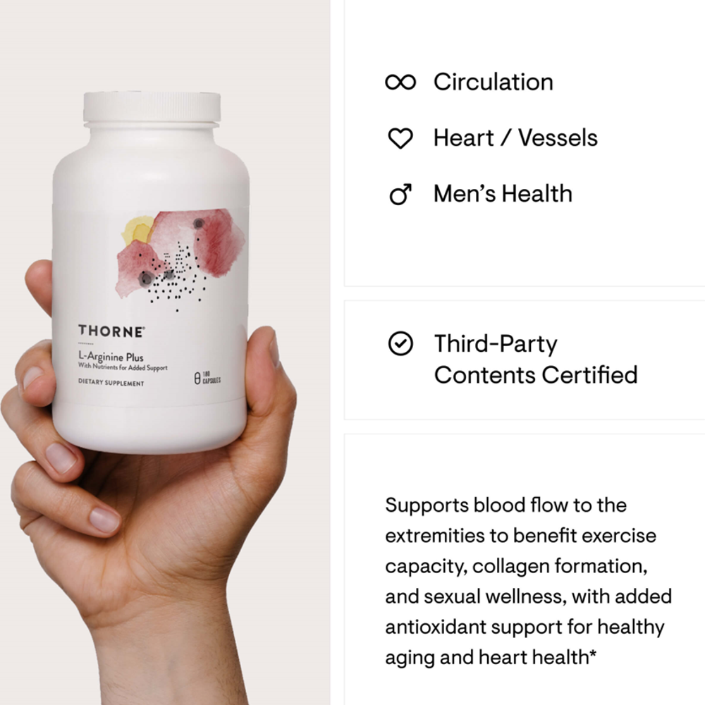 Thorne L-Arginine Plus with Nutrients for Added Support - 180 Capsules thumbnail 4