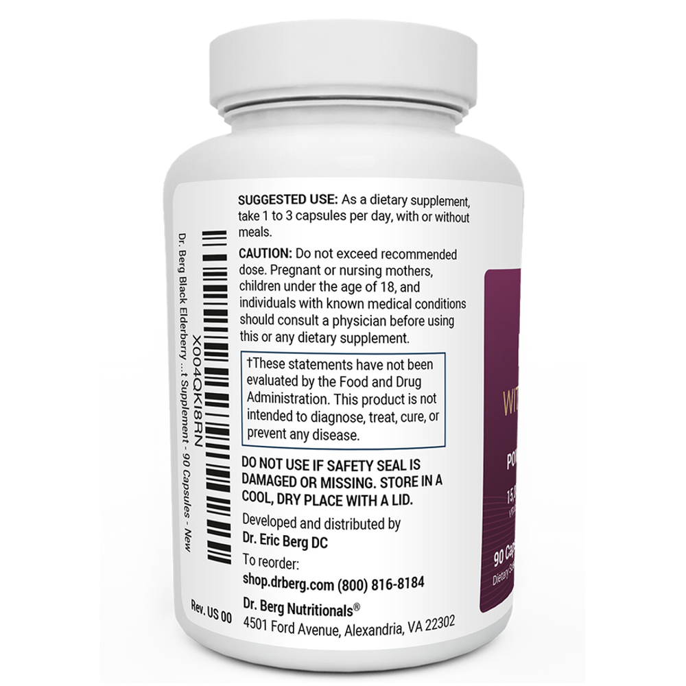 Dr Berg Black Elderberry with Vitamin D3 & Zinc | Immune Support – 90 Capsules thumbnail 3