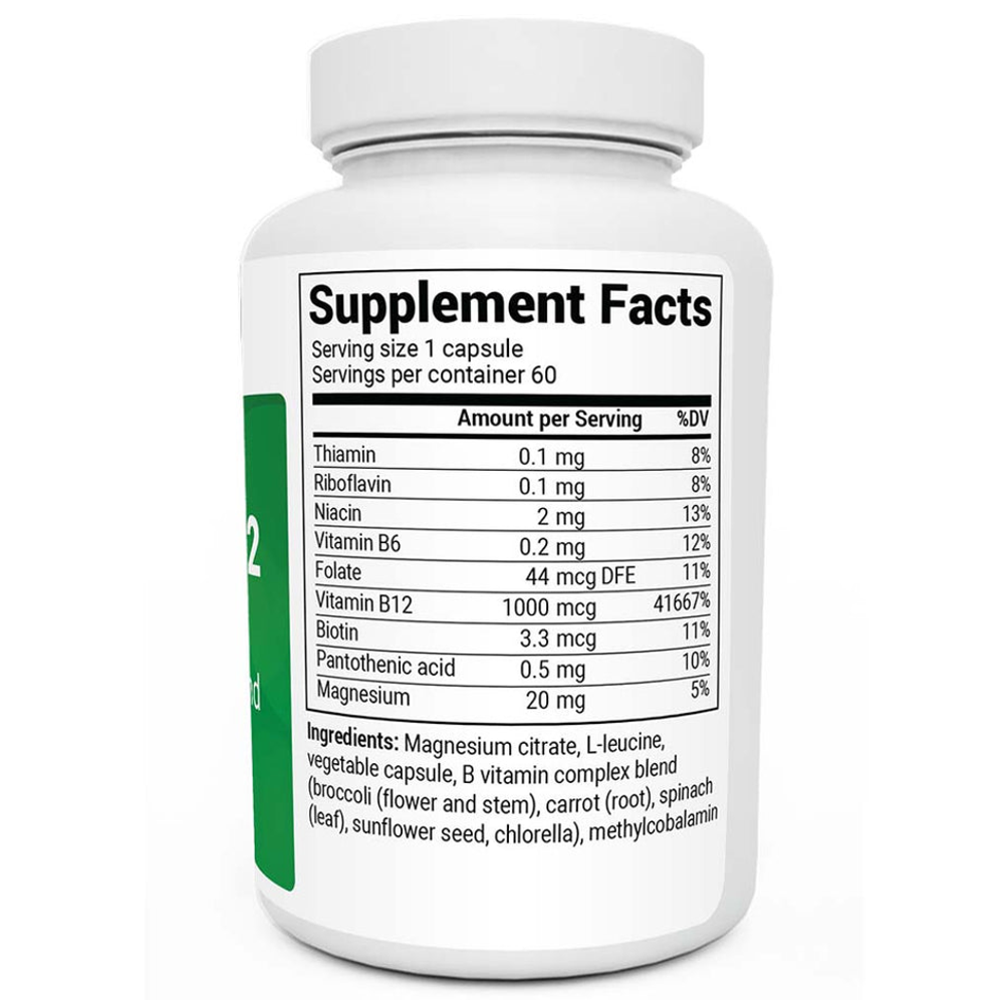 Dr Berg Natural Vitamin B12 – 1000 mcg of methylcobalamin – with B complex and magnesium – 60 capsules thumbnail 3