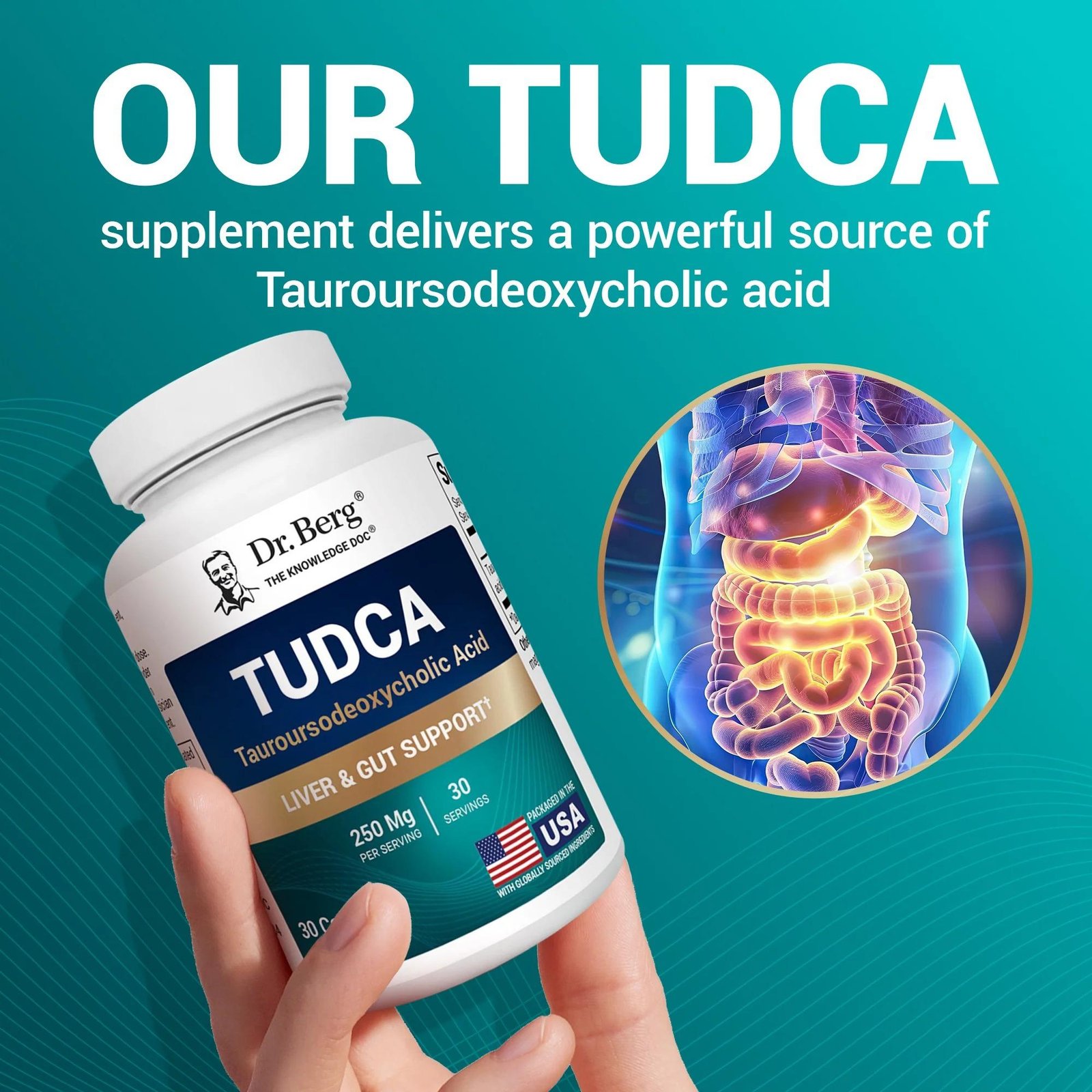 Dr Berg Tudca – 250 Mg of Tauroursodeoxycholic Acid | Liver Gut Support – 30 Capsules thumbnail 5