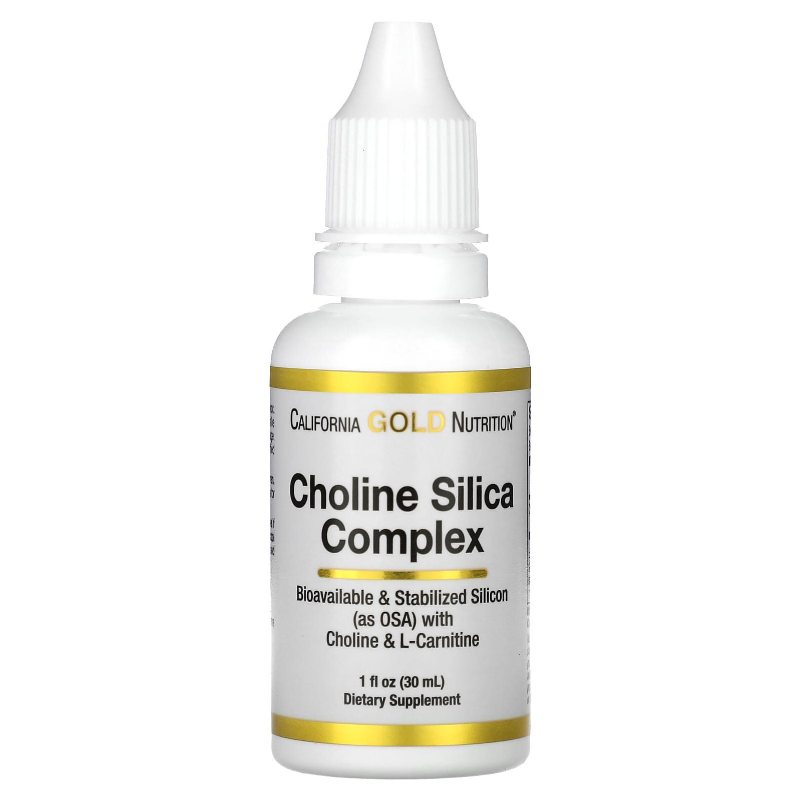 California Gold Nutrition Choline Silica Complex Bioavailable & Stabilised Silicon with Choline & L-Carnitine 30 ml thumbnail 2