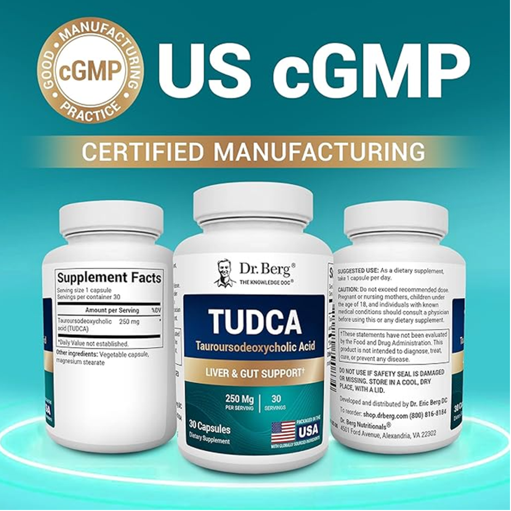 Dr Berg Tudca – 250 Mg of Tauroursodeoxycholic Acid | Liver Gut Support – 30 Capsules thumbnail 4