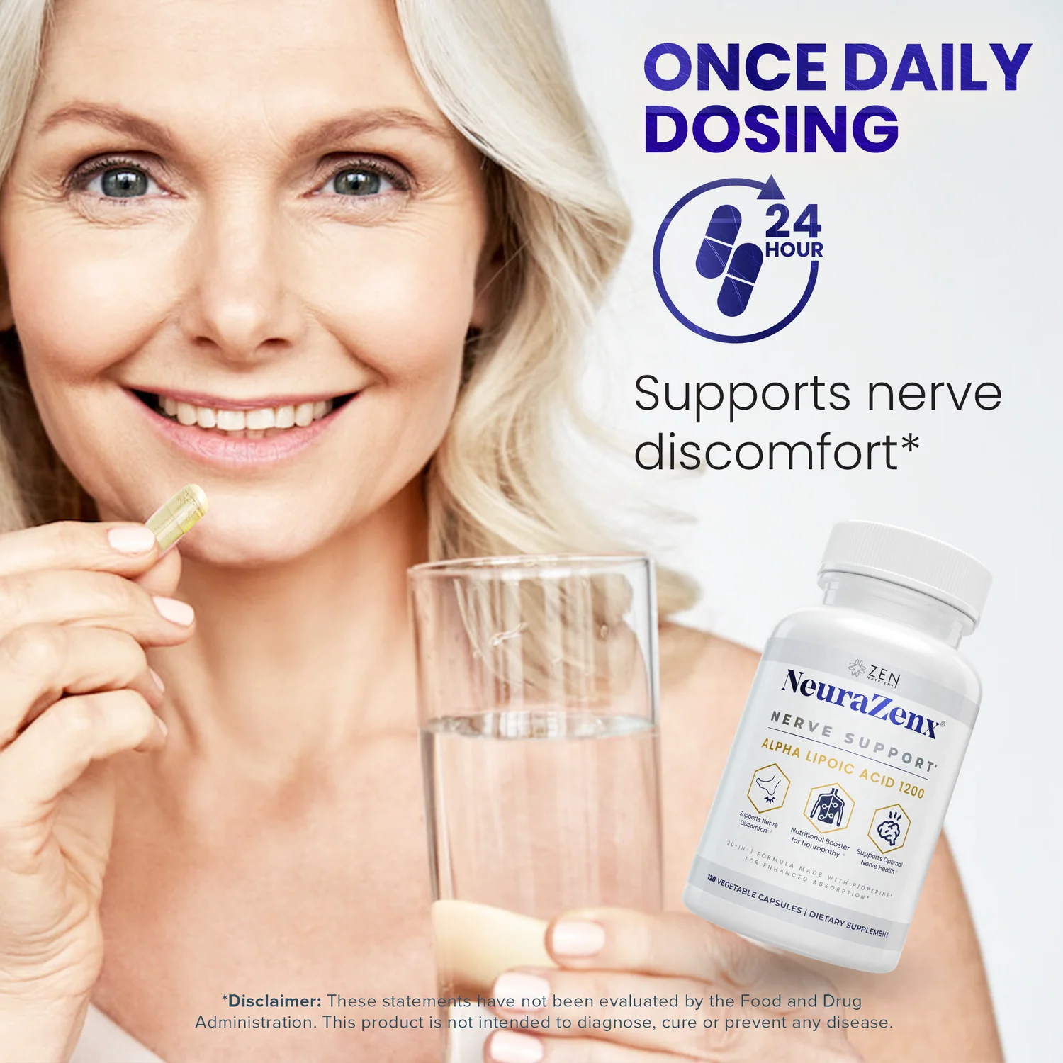Zen Nutrients 1200mg Alpha Lipoic Acid R Matrix + Benfotiamine + B Complex Nerve Support 120 Capsules thumbnail 2