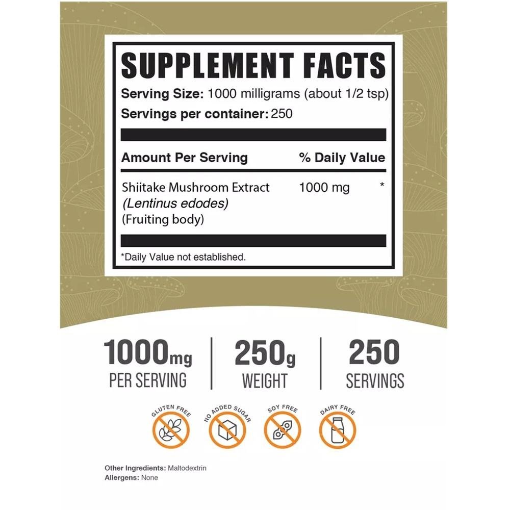 Bulk Supplements.Com Shiitake Mushroom Extract Powder - Wellness Support thumbnail 2
