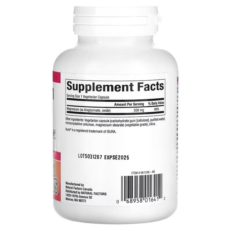 Magnesium Bisglycinate, 200 mg By Natural Factors thumbnail 2