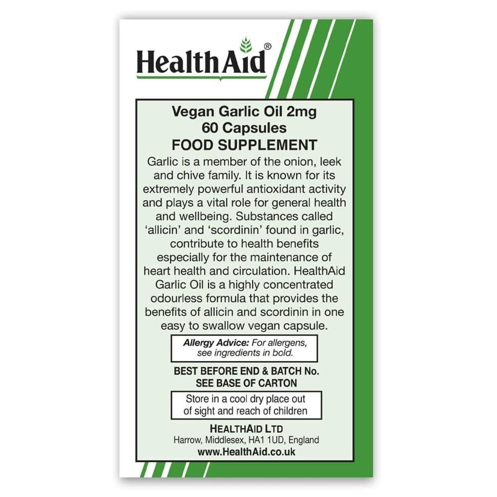 HealthAid Vegan Garlic Oil Odourless 2mg thumbnail 3