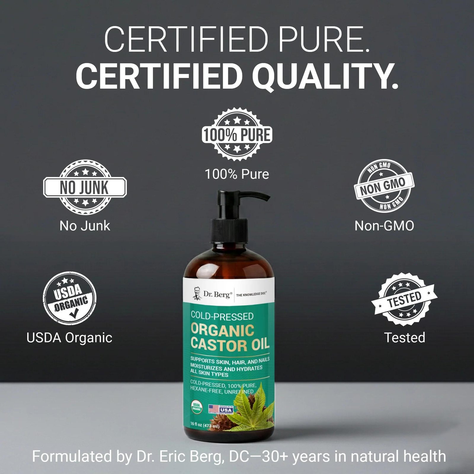 Dr Berg Organic Castor Oil – Cold-Pressed | Supports Skin Hair and Nails | 473ml thumbnail 6