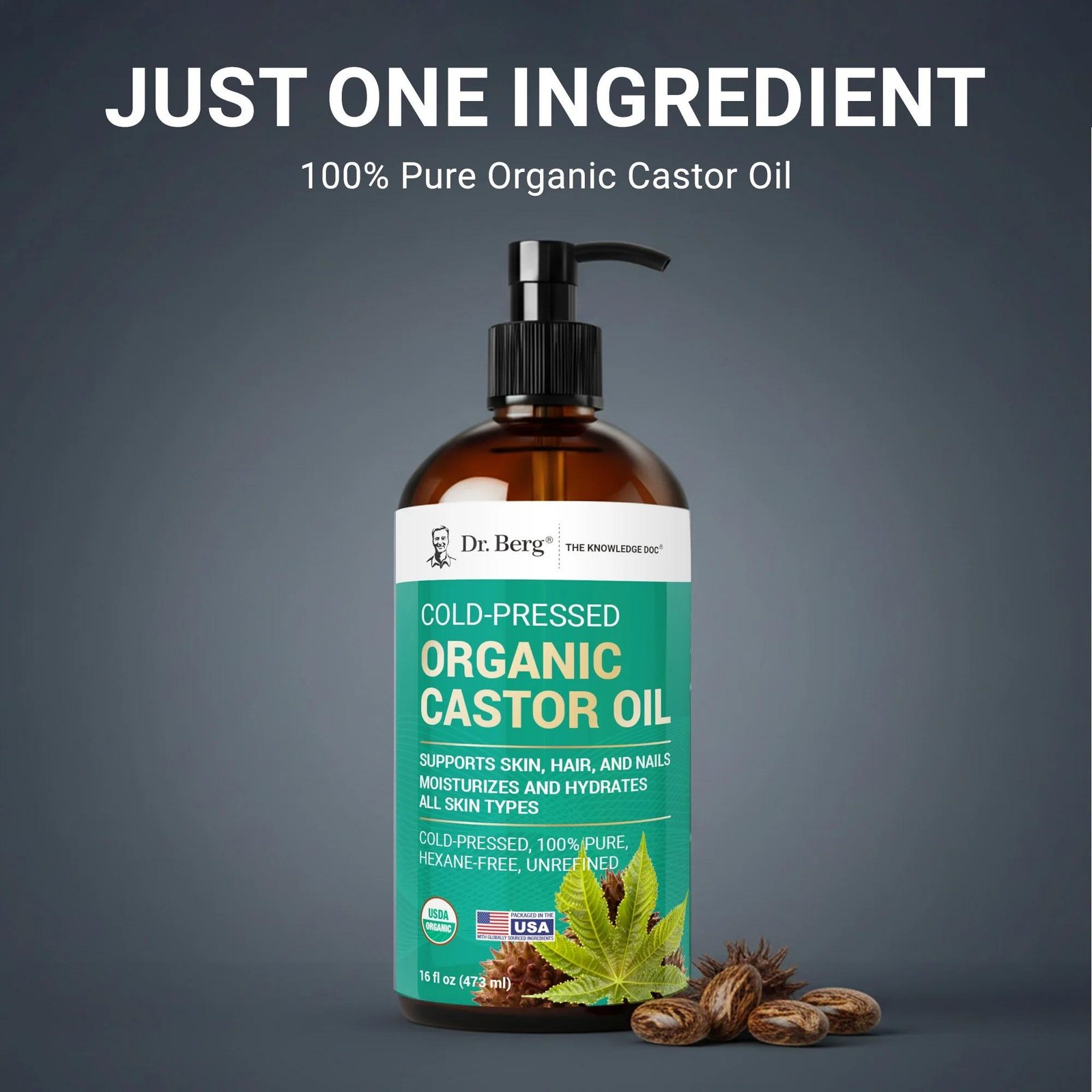 Dr Berg Organic Castor Oil – Cold-Pressed | Supports Skin Hair and Nails | 473ml thumbnail 4