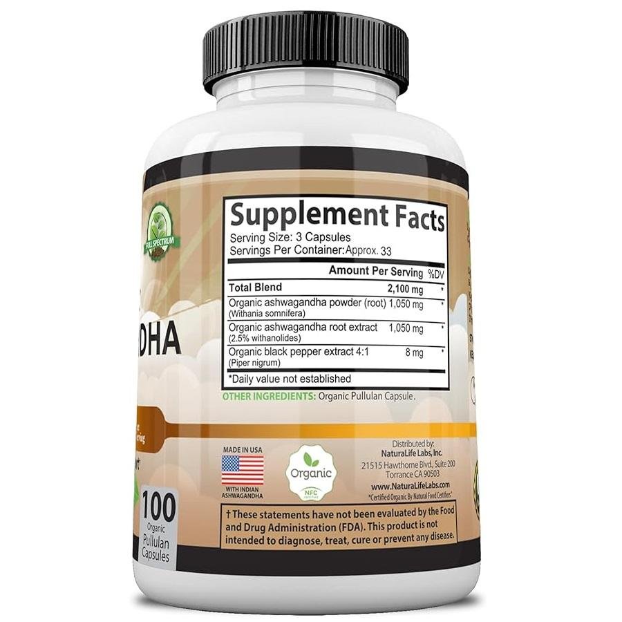 NaturaLife Labs Organic Ashwagandha 2100 Mg thumbnail 2