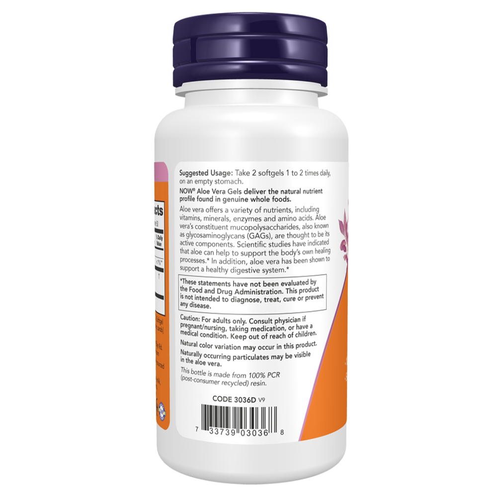 Now Foods Aloe Vera 10,000 Mg - 100 Softgels thumbnail 2