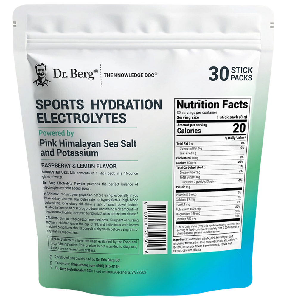Dr Berg Sports Hydration Electrolytes with Pink Himalayan Sea Salt – Raspberry Lemon – 30 Servings thumbnail 2