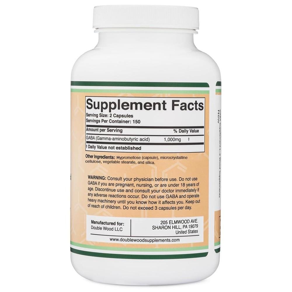Double Wood GABA 1000 mg - Inhibitory Neurotransmitter thumbnail 3