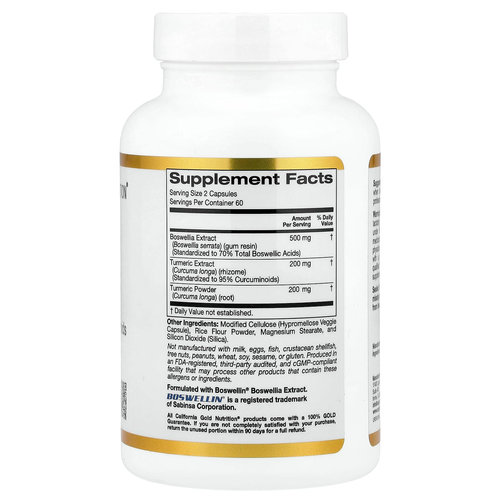 California Gold Nutrition Boswellia Extract Turmeric Curcumin Complex with Turmeric Extract and Turmeric Powder 120 Veggie Capsules thumbnail 2