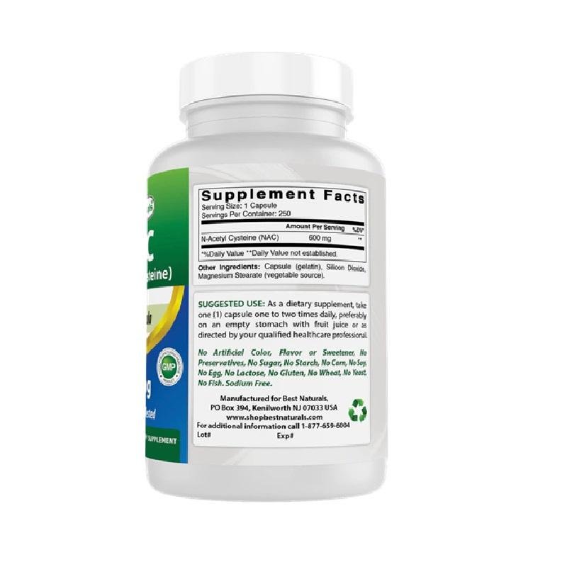 Best Naturals NAC (N-Acetyl Cysteine) 600mg - Premium Formula, 120 Capsules thumbnail 3