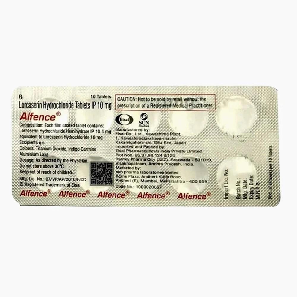 Alfence Lorcaserin Hydrochloride Tablets Ip 10mg - Weight Management Solution thumbnail 2