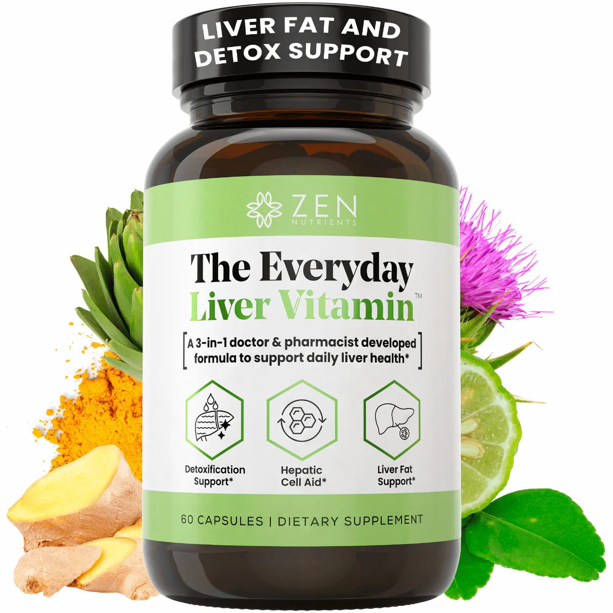 Zen Nutrients The Everyday Liver Vitamin - Liver Cleanse Detox 60 Capsules thumbnail 5